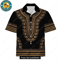 gold african dashiki hawaiian shirt