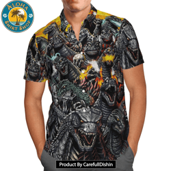 godzilla world fashion hawaiian shirt