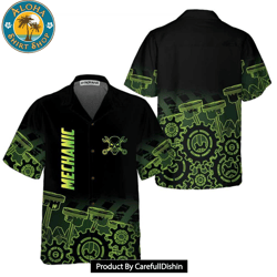 green steampunk mechanic hawaiian shirt