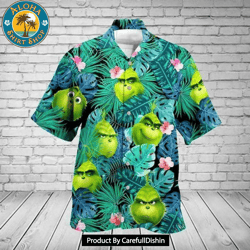 grinch tropical floral hawaiian shirt