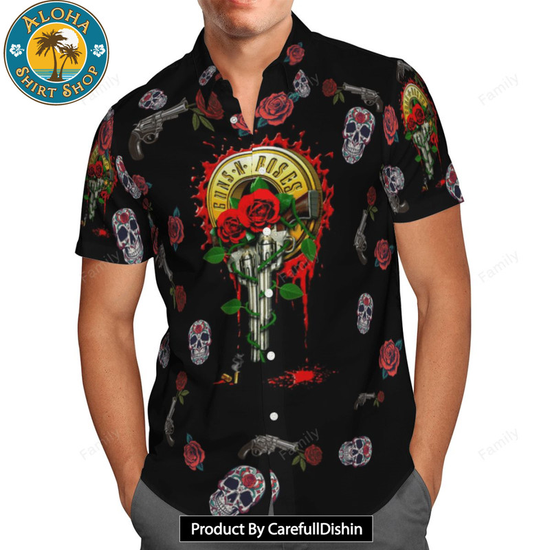 Guns N' Roses Skull Gun Rose AOP Hawaiian Shirt.jpg