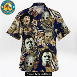 horror characters halloween hawaiian shirt