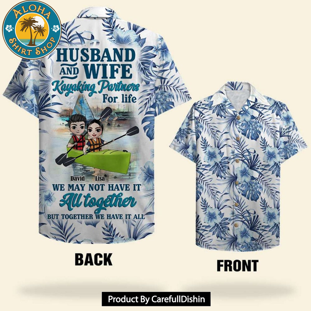 Husband And Wife Kayaking Partners For Life Hawaiian Shirts.jpg