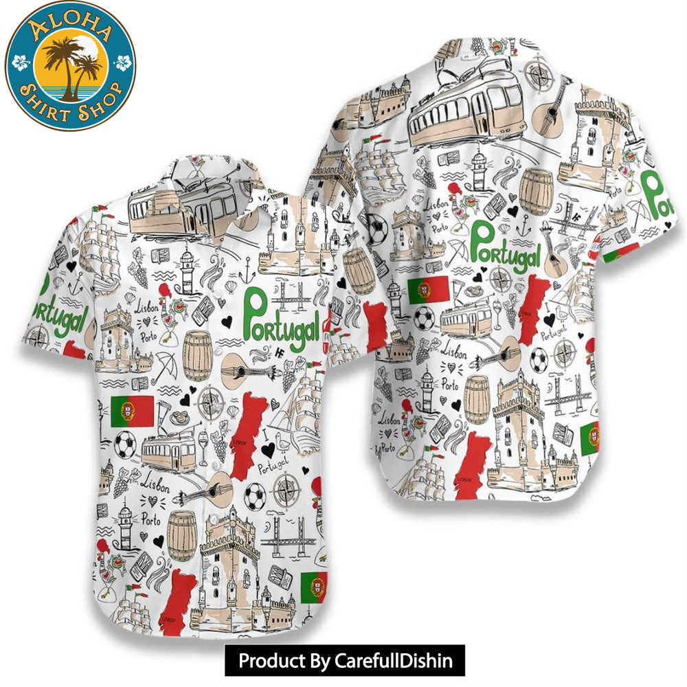 I Love Portugal Doodle Hawaiian Shirt.jpg
