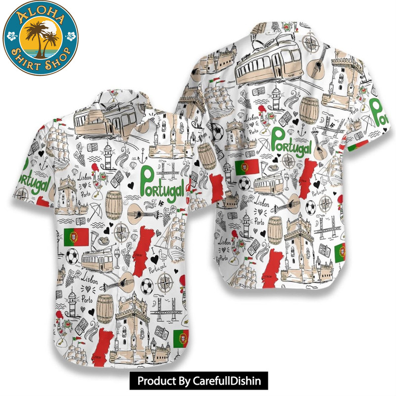 I Love Portugal Doodle Hawaiian Shirt.jpg