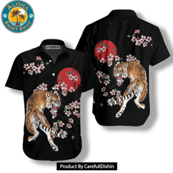 japanese tiger sakura hawaiian shirt