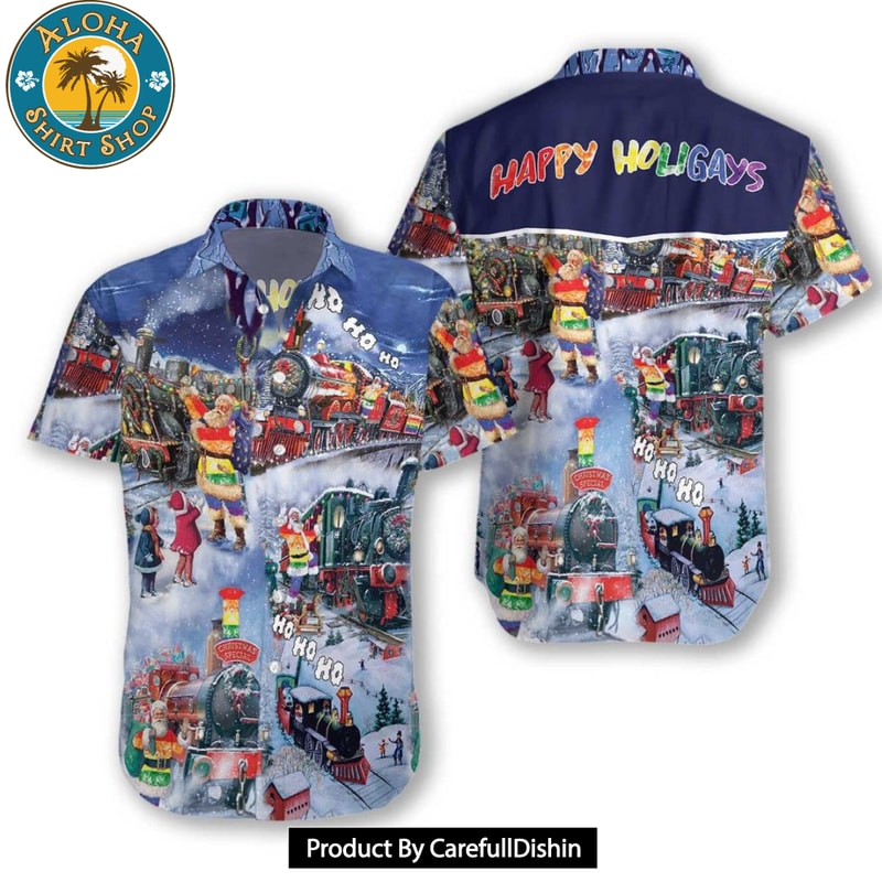 Lgbt Ho Ho Ho Happy Holigays Hawaiian Shirt.jpg