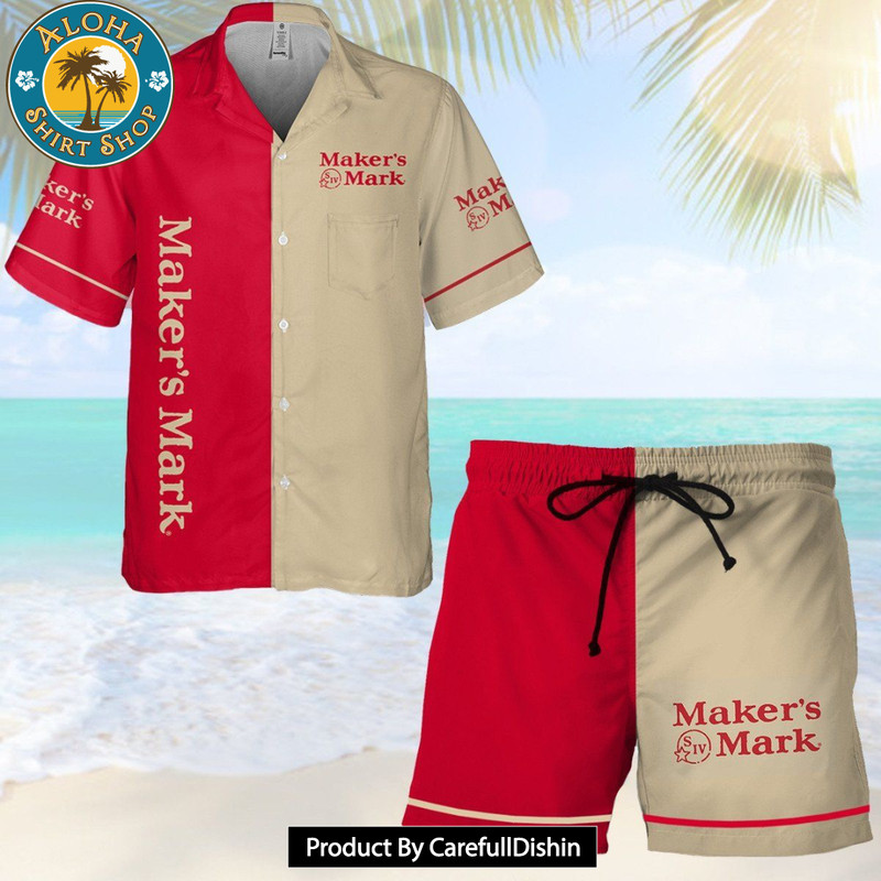 Maker's Mark All Over Print 3D Combo Hawaiian Shirt & Beach Shorts.jpg