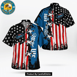 miller lite all over print 3d hawaiian shirt