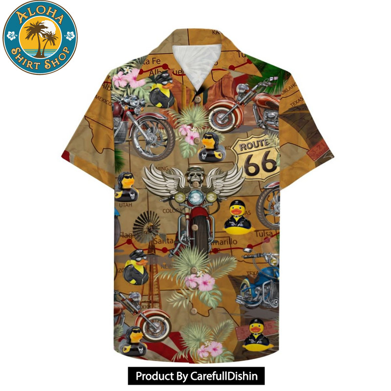 Motorcycle rubber duckie Hawaiian Shirt, Aloha Shirt.jpg