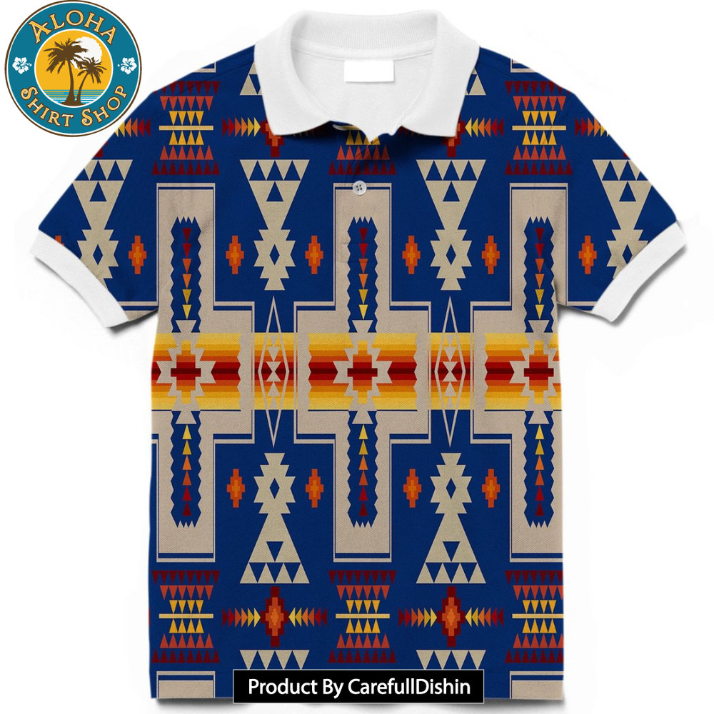 Navy Tribe Design Native American Polo T-Shirt 3D.jpg