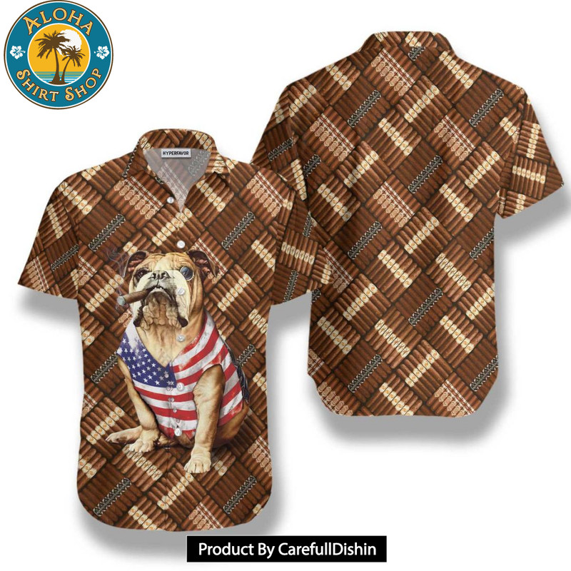 NEW Cigar And American Bulldog Shirt For Men Hawaiian Shirt.jpg