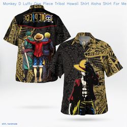 monkey d luffy one piece tribal tropical shirt aloha shirt for, 1