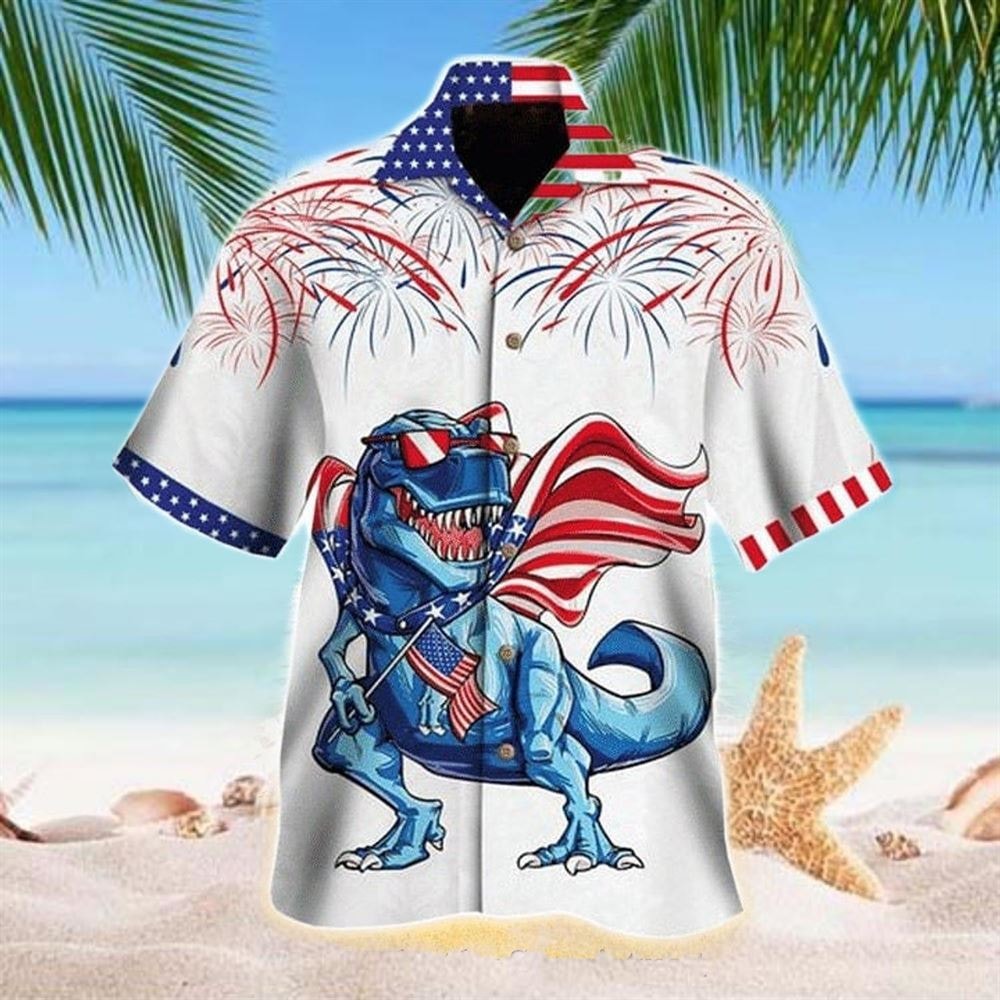 4th Of July Dinosaurs For Dinosaurs Lovers Hawaiian Shirt.jpg
