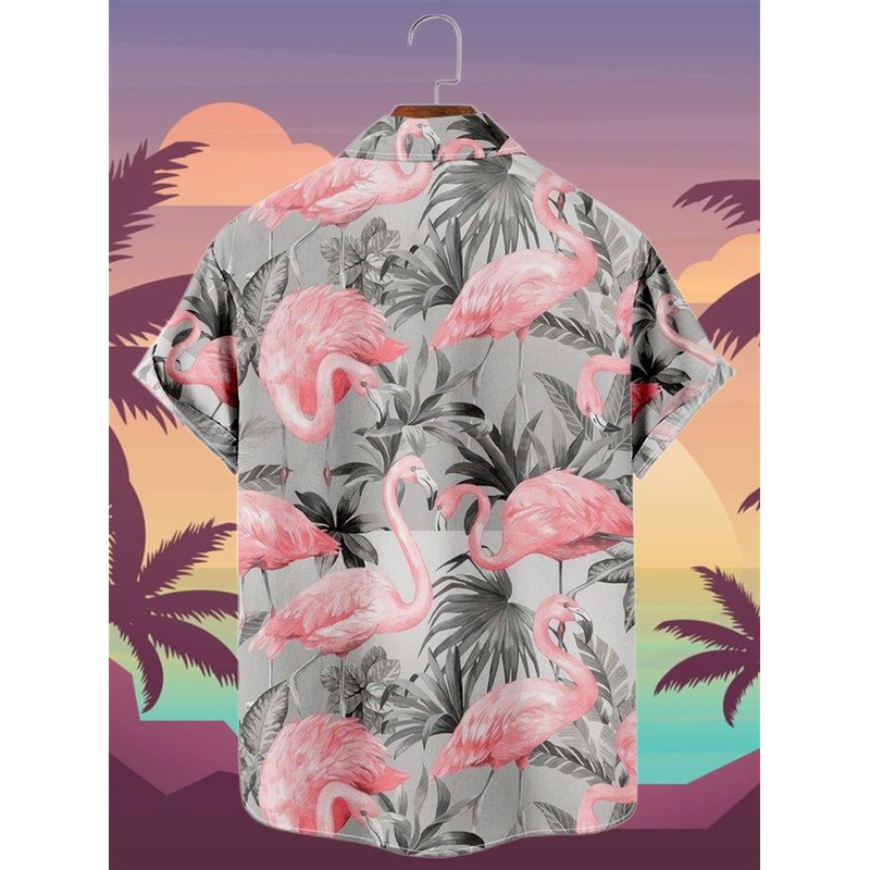 Breathable Flamigo Short Sleeve Hawaiian Shirt.jpg