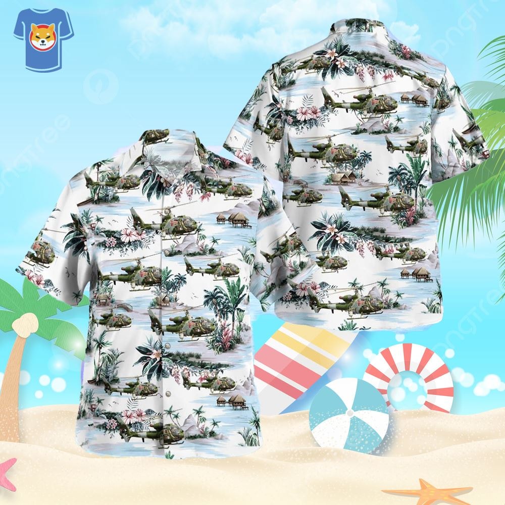 British Army Gazelle Helicopter Island Background All Over Print Hawaiian Shirt And Beach Short.jpg