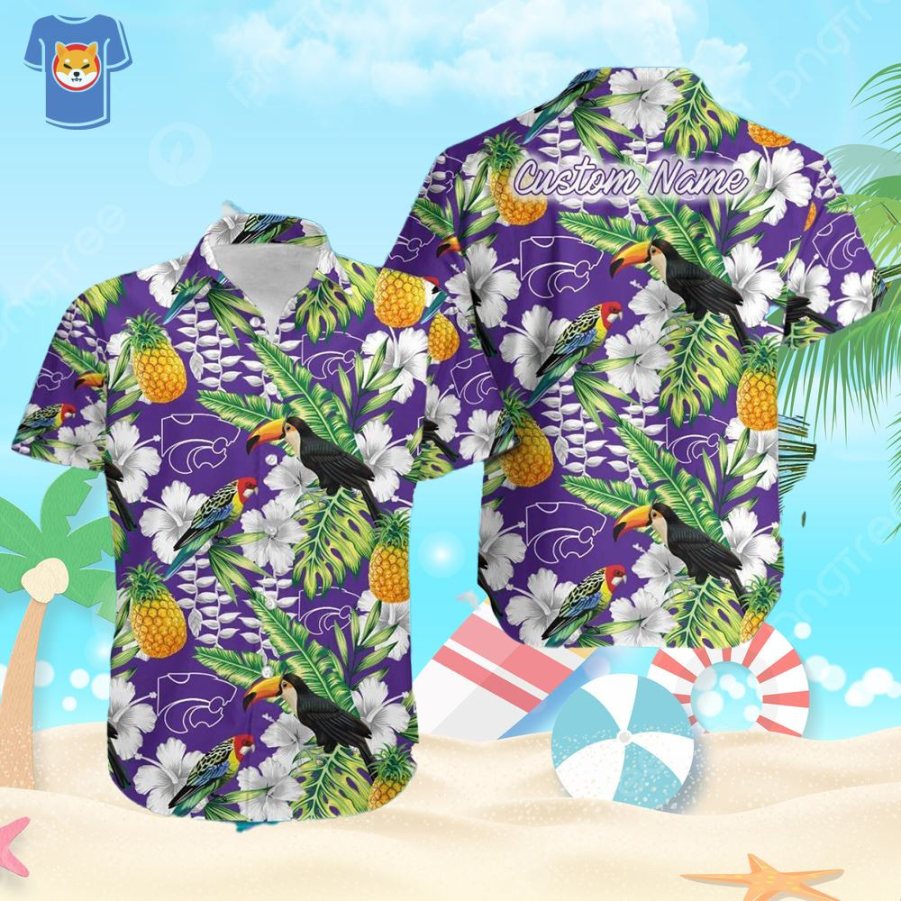 Custom Name Kansas State Wildcats With Tropical Fruit Summer Hawaiian Shirt.jpg