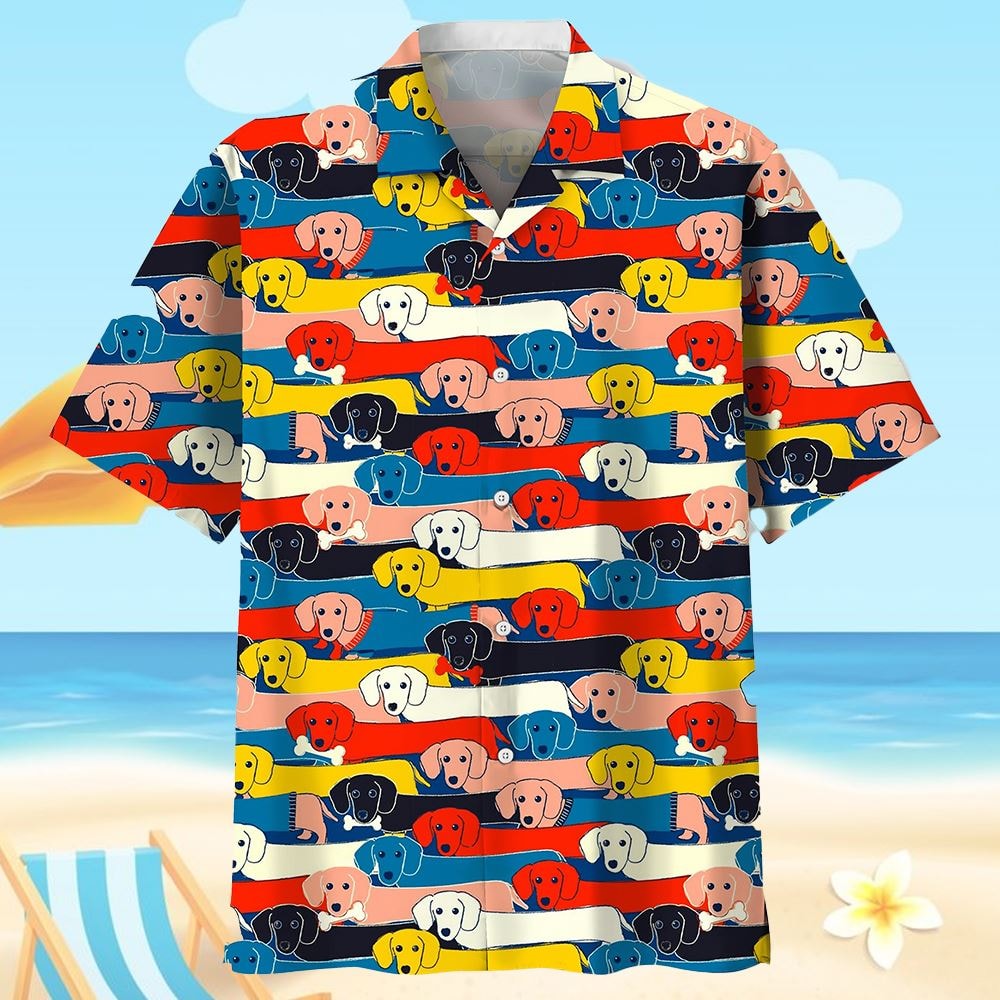 Dachshund Color Trendy Hawaiian Shirt.jpg