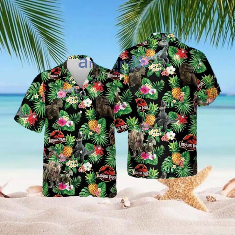 Dinosaurs Pineapple Tropical Flower Summer Jurassic Park Hawaiian Shirt.jpg