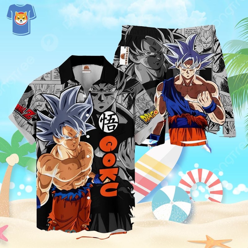 Goku Ultra And Instinct Custom Manga Mixed Anime All Over Print Hawaiian Shirt And Short For Kids.jpg