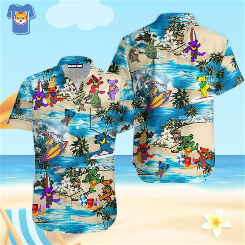Grateful Dead Rock Band For Man Dancing Bears Color Hawaiian Shirt.jpg