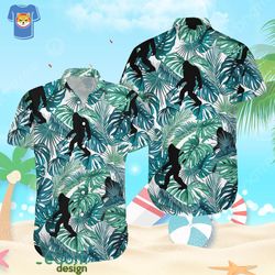 green tropical aloha sasquatch and palm trees aloha beach gift hawaiian shirt for men and women