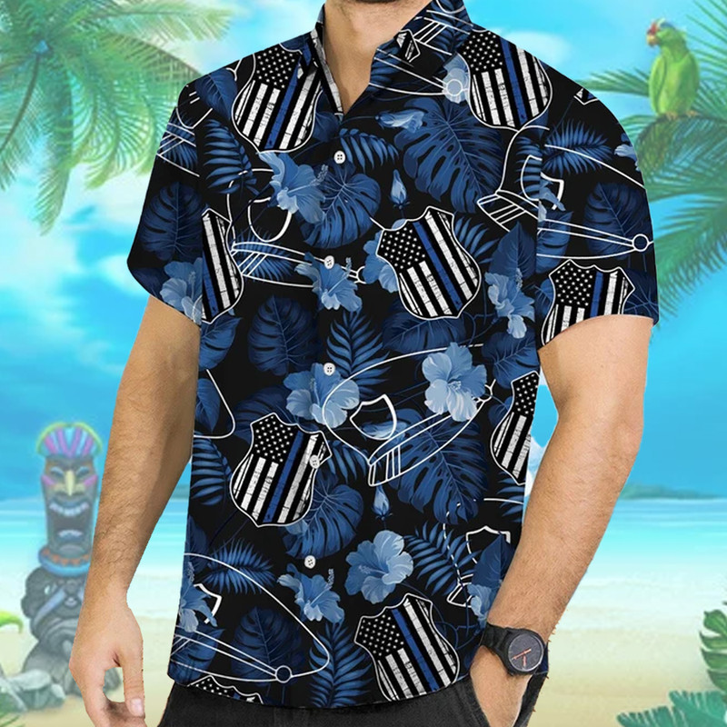 Hawaiian Police Thin Blue Line Shirt.jpg