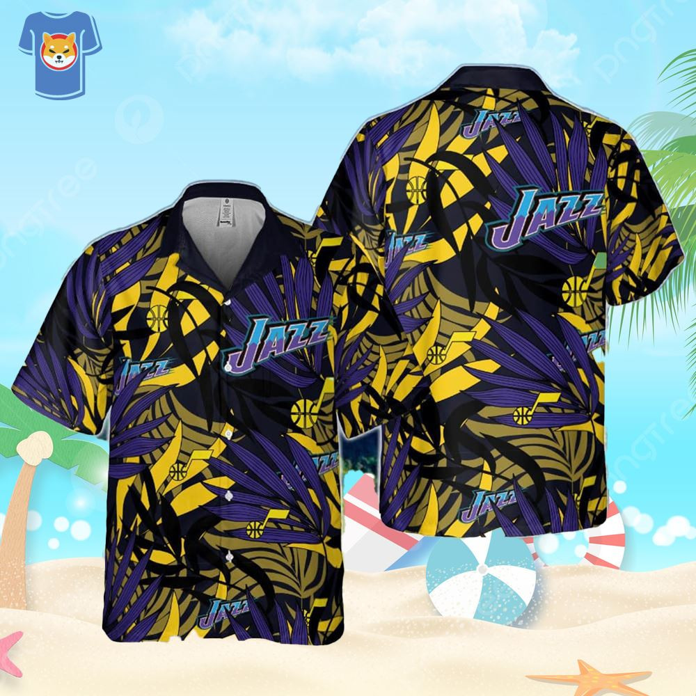 Jazz And Tropical Leaves Pattern Hawaiian Shirt.jpg