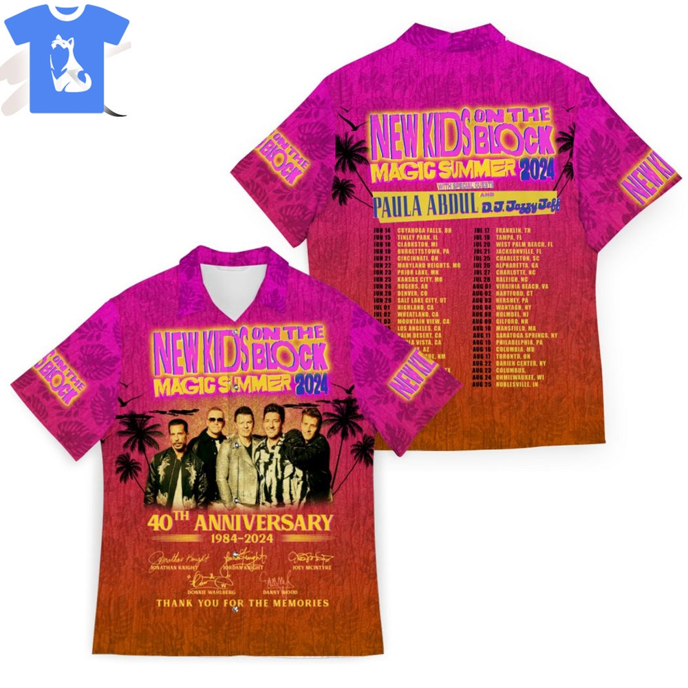 New Kids On The Block Magic Summer 2024 40th Anniversary 1984-2024 Thank You For The Memories Hawaiian Shirt.jpg