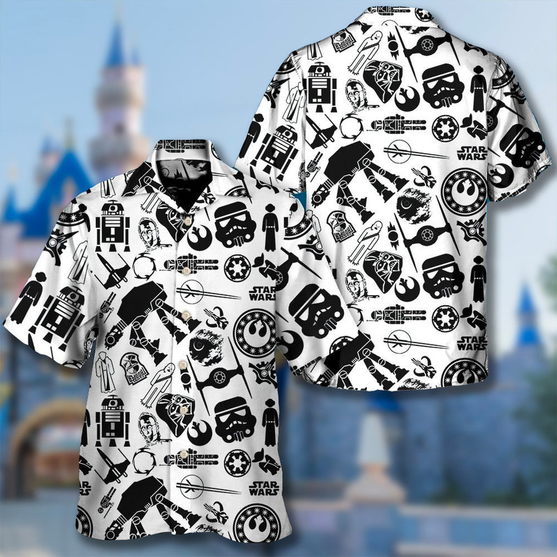 Dark Space Warrior 3D Printed Hawaiian Shirts, Space Movie Robot Vehicle Button Up Short Sleeve Hawaii Shirt, Galaxy Movie Aloha Shirt.jpg