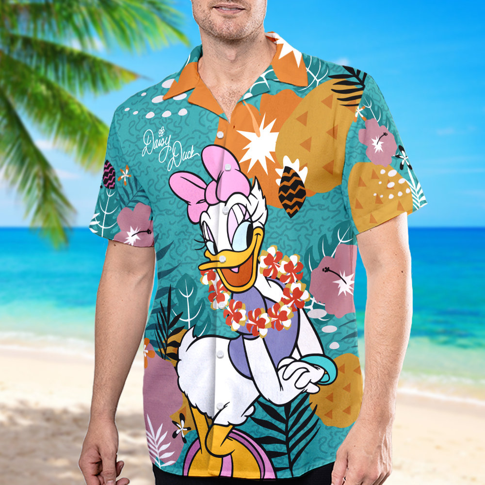 Duck Hawaii Beach Shirt, Mouse Movie Button Up Shirt Holiday, Duck Hawaiian Shirt, Duck Shirt Gift, Cartoon Movie 3D All Over Print Shirt.jpg