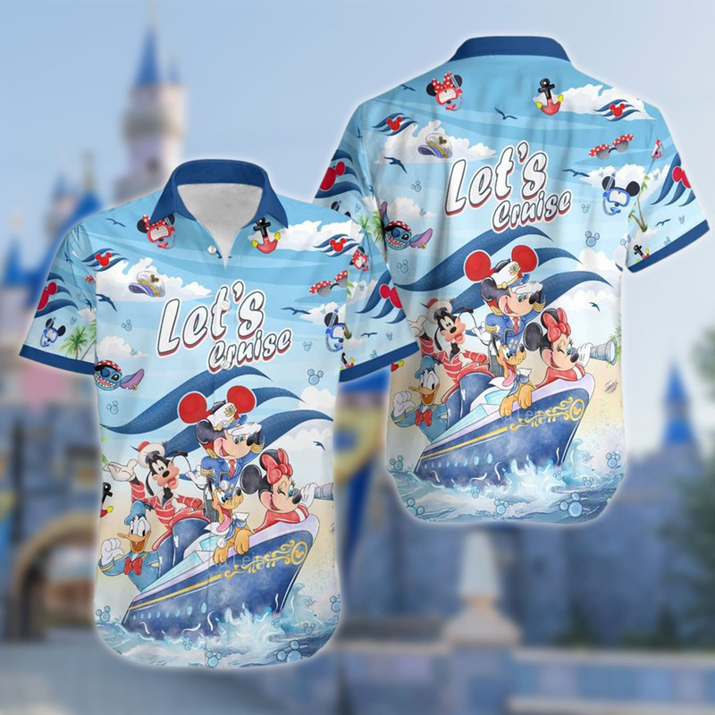 Let's Cruise 3D All Over Printed Hawaiian Shirt, Mosue And Friends Sailor Aloha Shirt, Family Summer Trip Matching Summer Vacation Shirt.jpg