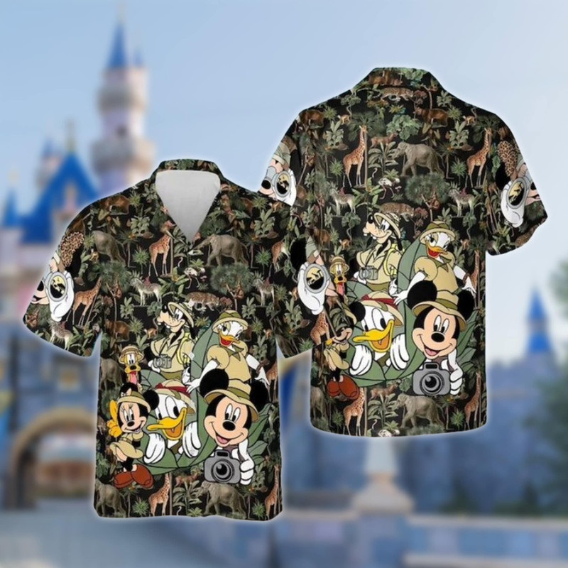 Mouse Jungle Theme 3D All Over Printed Hawaiian Shirt, Mouse And Friends Aloha Shirt, Wild Animal Safari Mode Summer Vacation Shirt.jpg