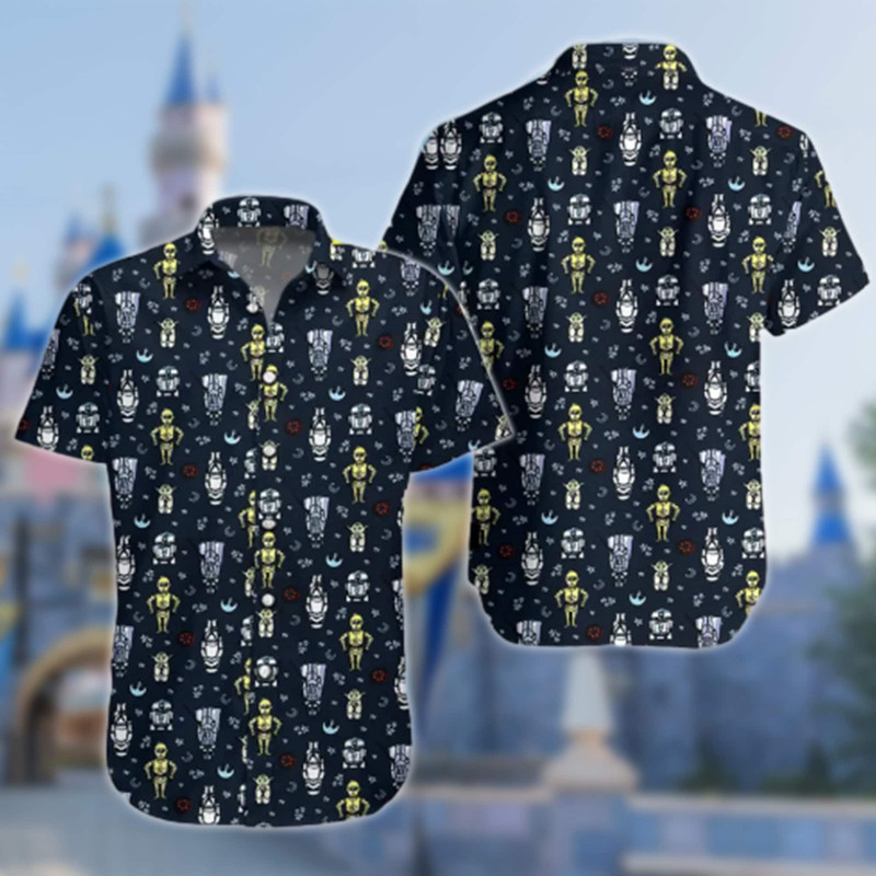 White Warrior 3D All Over Print Shirt, Fictional Gold Robot Hawaii Beach Shirt, Summer Button Up Shirt, Galaxy Characters Hawaiian Shirt.jpg