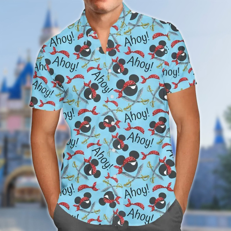 Mouse And Friends Pirate 3D All Over Printed Hawaiian Shirt, Mouse Pirate Symbol Aloha Shirt, Summer Trip Matching Summer Vacation Shirt.jpg