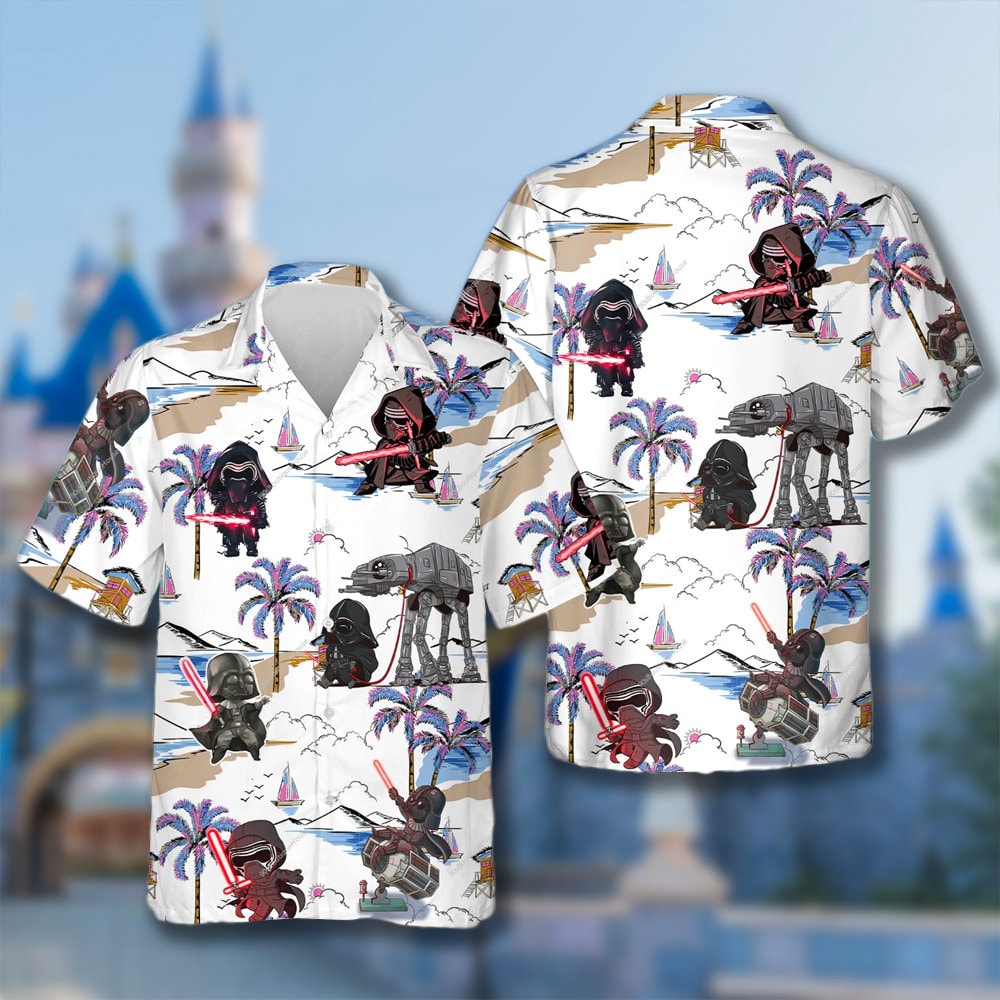 Villain Fictional Character Hawaiian Shirt, Star Battle Hawaii Summer Family Group Gift Tee, Spaceship Battle White Button Up T-Shirt.jpg