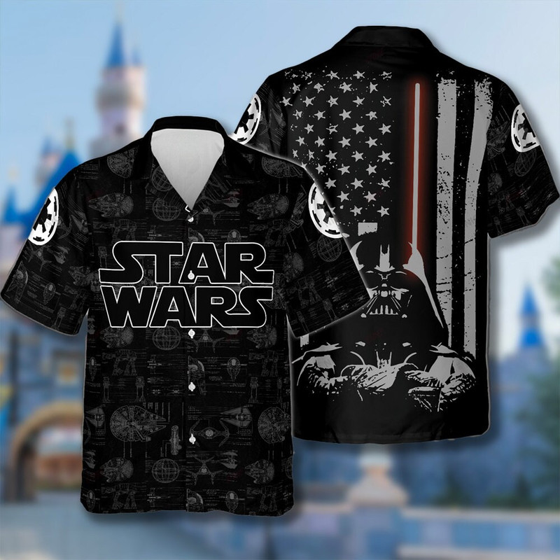 Villain Warrior Hawaiian Shirt, Space Lightsaber Aloha Shirt, America Flag Beach Shirt, Summer Vibe Shirt, Hawaii Trip Matching Shirt.jpg