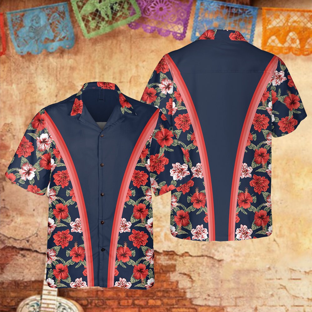 Hibiscus Men Hawaiian Shirt, Vintage Hibiscus  Shirt, Tropical Hawaiian Shirt, Red Hibiscus Shirt.jpg