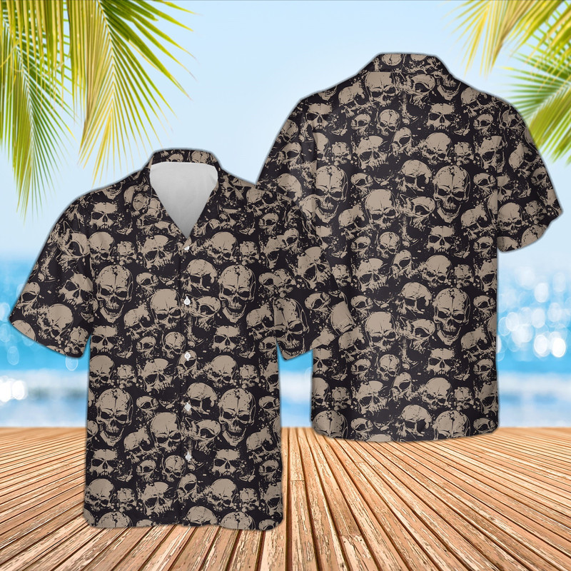 Skull Hawaiian Shirt, Skull Gothic Shirt, Summer Skull Shirt, Men Hawaiian Shirt.jpg