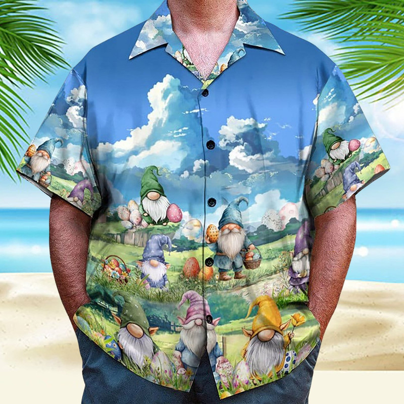 Bunny And Easter Eggs Tropical Leaves Pattern Hawaiian Summer Beach Gift For Men Youth Dad Boyfriend Lover Best Gift For Party Birthday.jpg