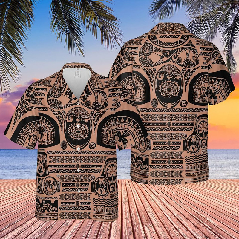 Maui Tattoos Inspired Disney Moana - Men's Button Down Hawaiian Shirt.jpg