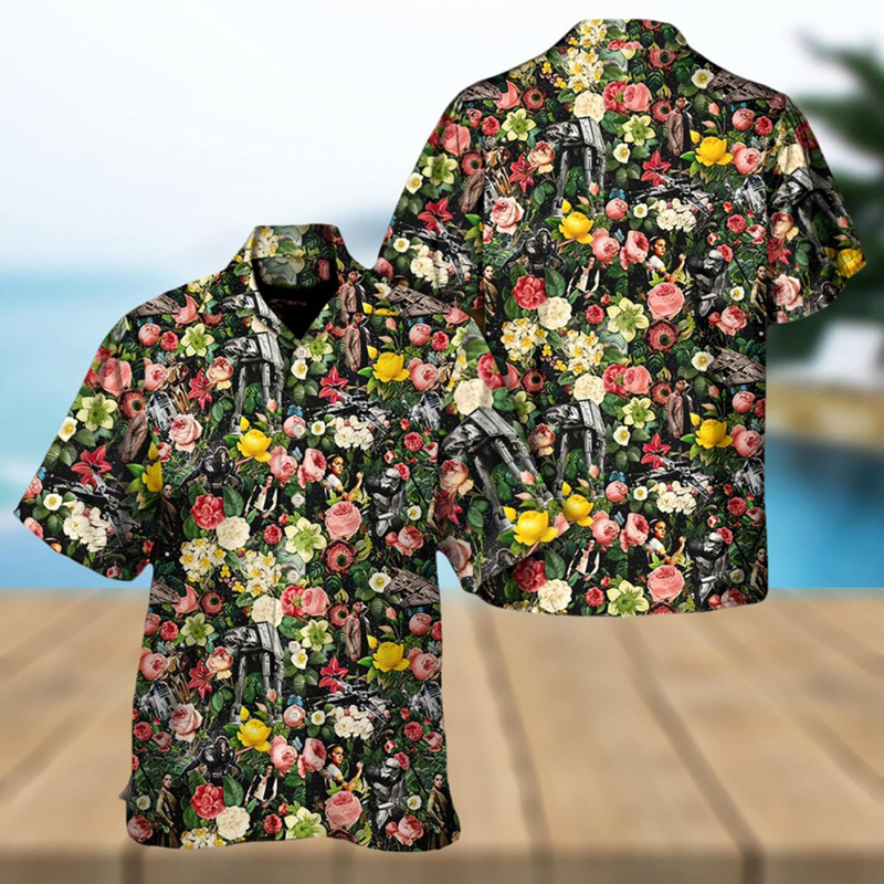 Star Wars And Floral Pattern Hawaiian Shirt, Star Wars Hawaiian Shorts, Star Wars Fan Gift.jpg