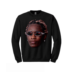 young thug black sweater, vintage rap young thug hip hop graphic print