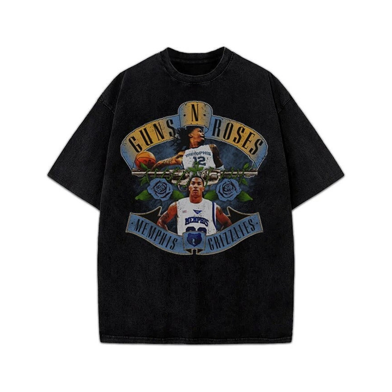 Ja Morant & Derrick Rose Guns N Roses Custom Vintage Style Graphic 90's Vibe T-Shirt.jpg