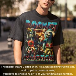 rocket racoon shirt, vintage 90s racoon tshirt, guardians of t