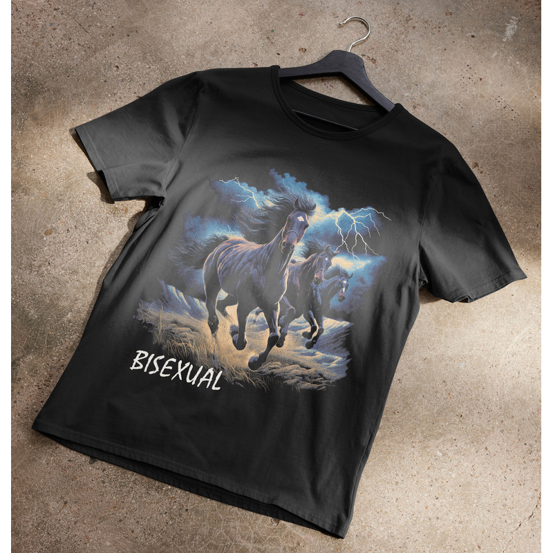 Horses Running In Thunderstorm Bisexual 90's T-Shirt.jpg