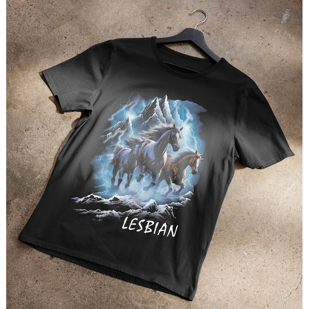 Horses Running Through Lightning Lesbian 90s T-Shirt.jpg