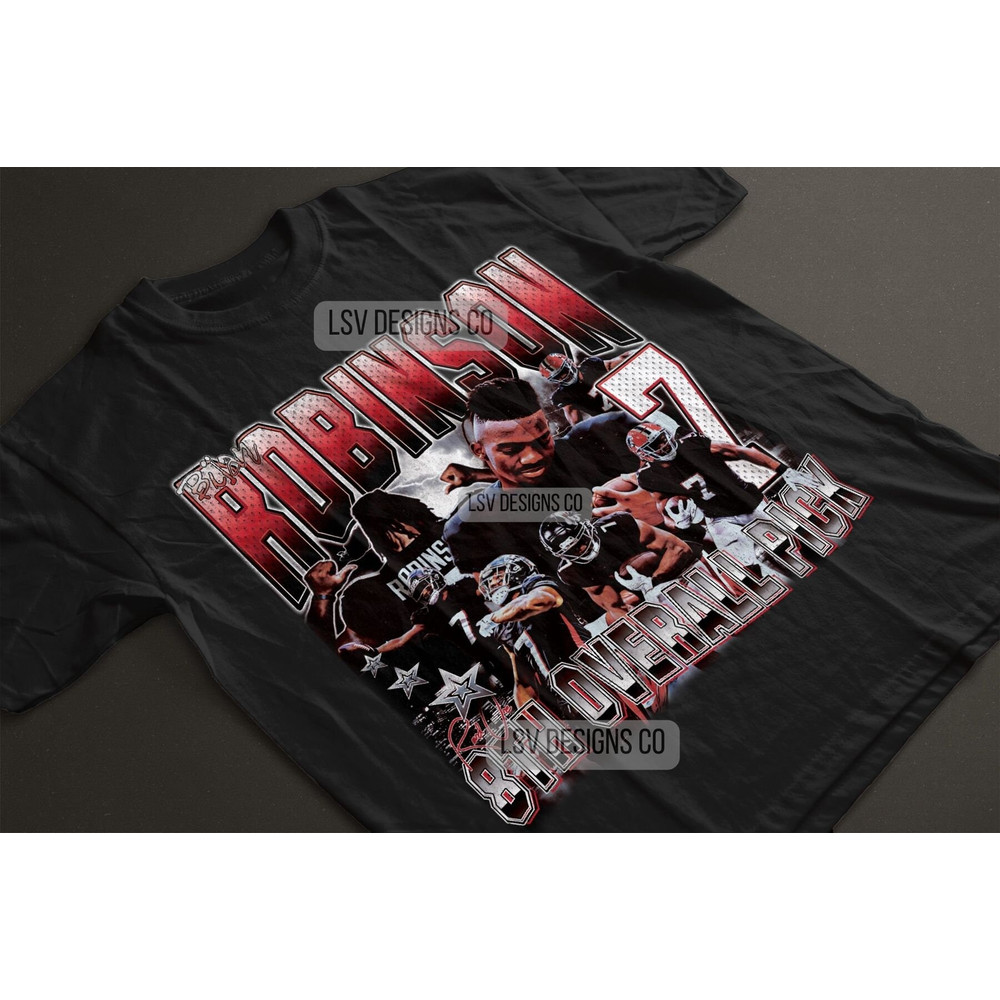 Bijan Robinson Shirt 90s Vintage x Bootleg Style Rap Tee Retro TShirt, Oversized Graphic Tee TShirt, Christmas Gifts for Men, Women, Unisex.jpg