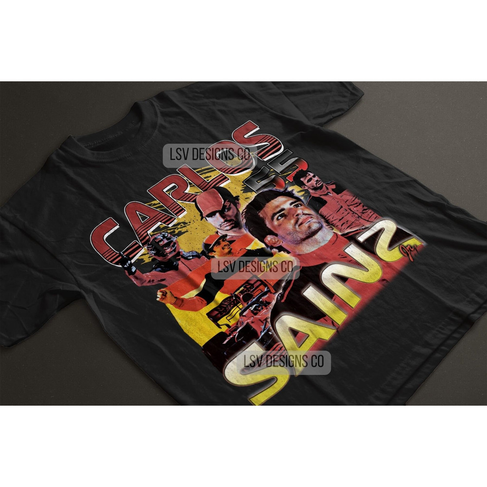 Carlos Sainz Jr. Shirt 90s Vintage x Bootleg Style Rap Tee Retro Shirt, Oversized Graphic Tee TShirt, Christmas Gifts for Men, Women, Unisex.jpg