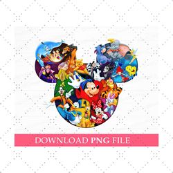 mouse and friends collage characters png, family vacation png, mouse head multi character png